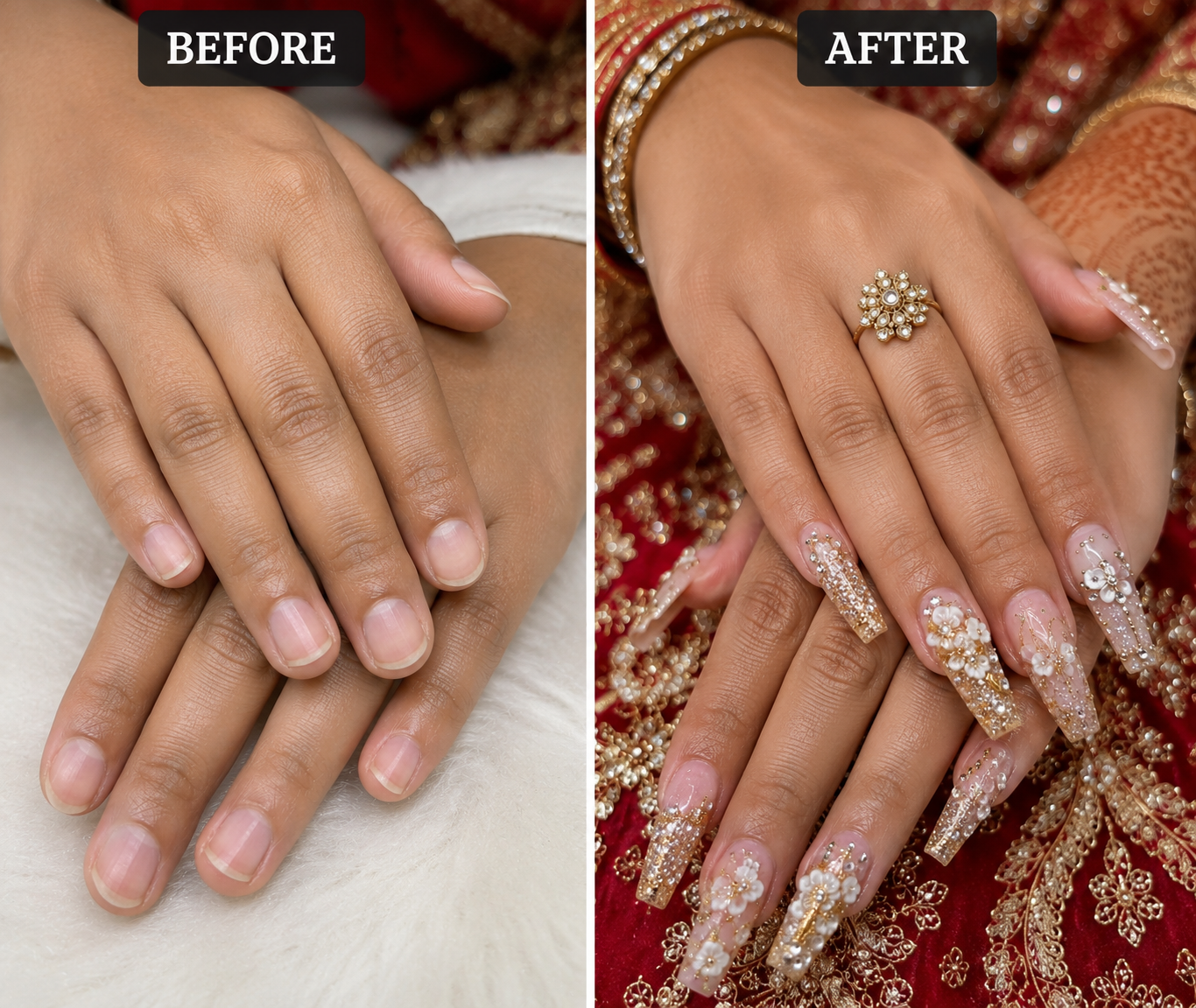 Before & After — Bridal Nail Art