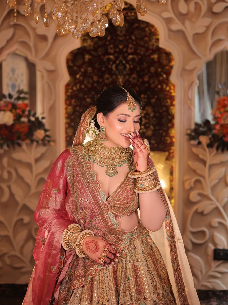 Pink lehenga bridal candid makeup in Lucknow — natural wedding glam