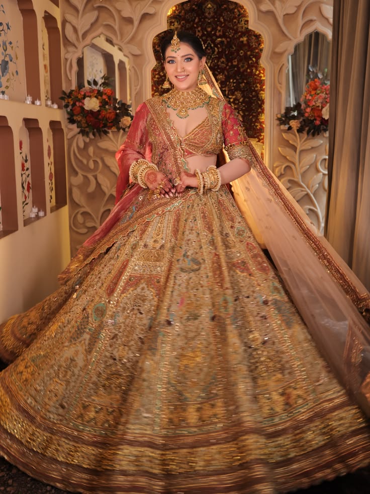 Royal bridal lehenga look in Lucknow — luxury bridal package AAINA Salon